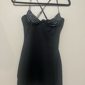 Black Studded Spaghetti Strap Too